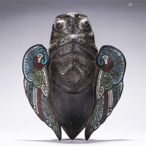 Copper Cloisonne cicada shape wall vase