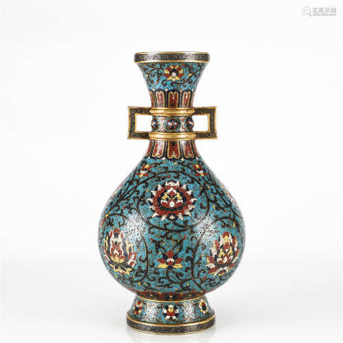 Qing Dynasty, KANG XI, Copper cloisonne bottle