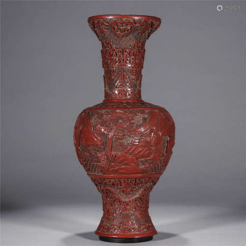 Lacquer carving vase