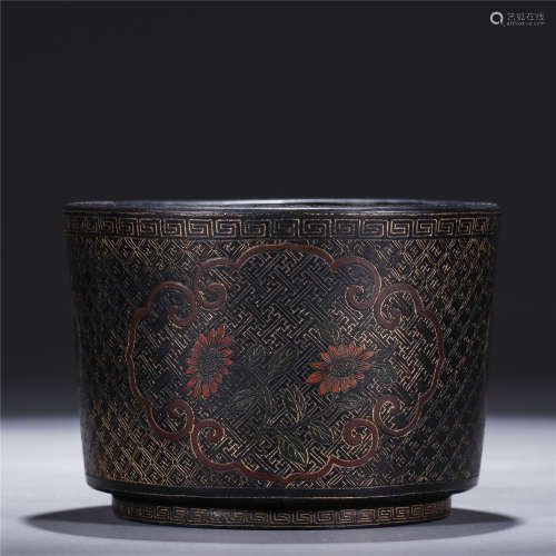 Qing Dynasty, Zuang Ke Yu Bao mark, ink gold painting flower burner