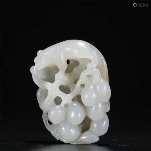 White jade hollow-out carving pendant
