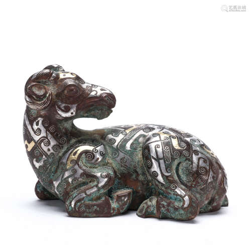 During the Han Dynasty, bronze and gold statue of sheep