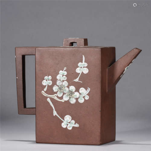 Min Guo, Famille rose brick square tea pot