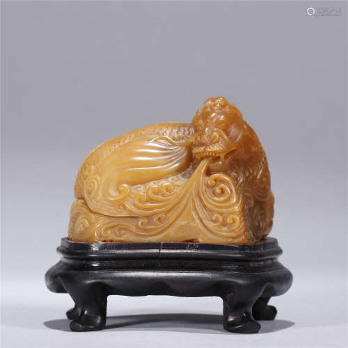 Qing Dynasty, Tian Huang stone carving dragon ornament