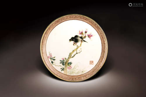 畢伯濤彩繪花鳥瓷盤