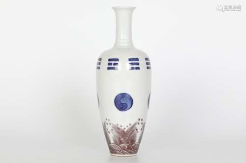 Kangxi, Blue and White Pomelo Li Red Bagua Bottle