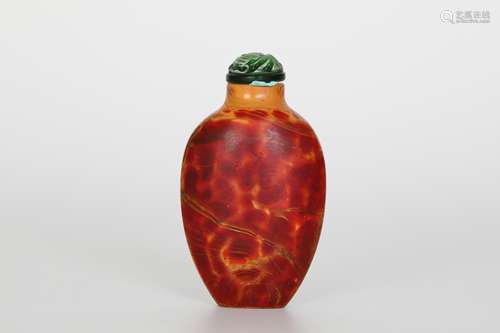 Pumpkin red glass Snuff Bottle