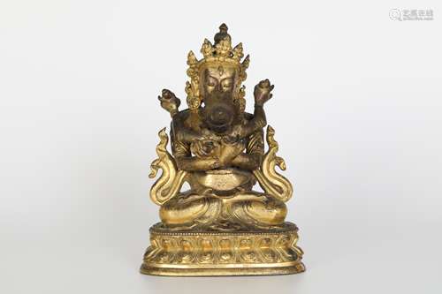 18th century gilt bronze Huanxi Buddha