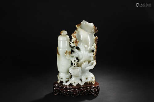 A WHITE JADE CARVED 