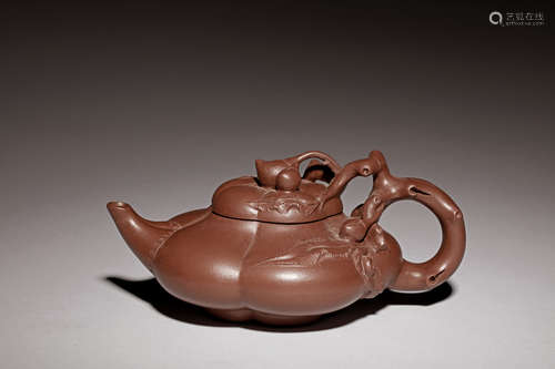 YIXING ZISHA LOBED TEAPOT