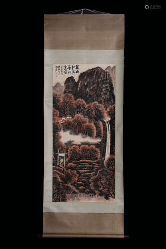 LI KERAN: INK AND COLOR ON PAPER PAINTING 'LANDSCAPE SCENERY'