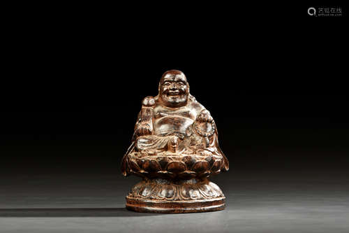 AGARWOOD CARVED MAITREYA SEATED FIGURE