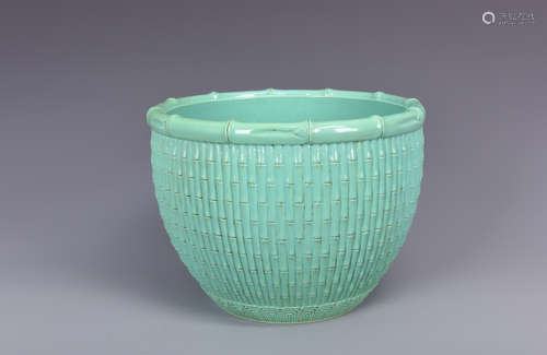 TURQUOISE GROUND 'BAMBOO BUNDLE' JARDINIERE