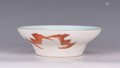 UNDERGLAZED RED 'BATS' BOWL