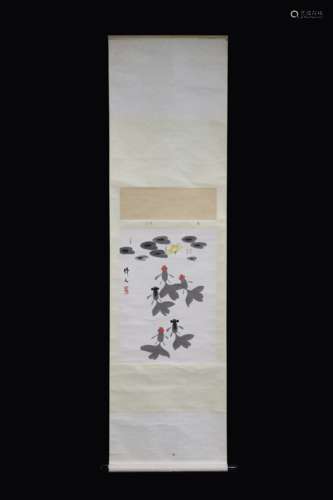 WU ZUOREN: INK AND COLOR ON PAPER PAINTING 'POND SCENERY'