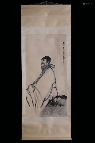 JIANG ZHAOHE: INK AND COLOR ON PAPER PAINTING 'DU PU PORTRAIT'