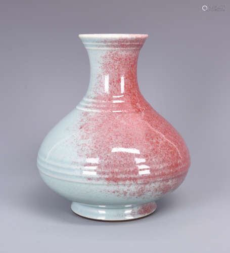 FLAMBE GLAZED VASE WITH RING PATTERNS