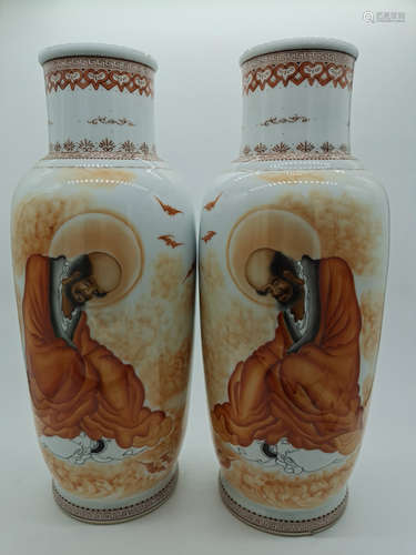 PAIR OF BUDDHA ON CLOUDS VASE