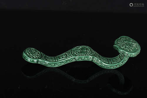 MONOCHROME GREEN GLAZED RUYI SCEPTER