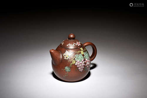 YIXING ZISHA PAINTED TEAPOT