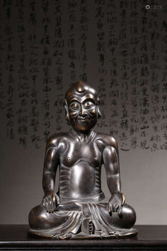 BRONZE CAST 'ARHAT' SEATED FIGURE