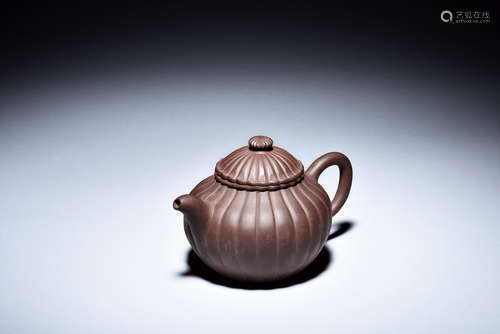 YIXING ZISHA CHRYSANTHEMUM FLOWER TEAPOT