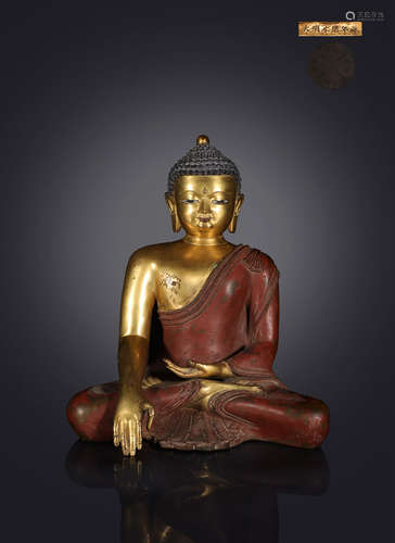 GILT BRONZE CAST 'BODHISATTVA' SEATED FIGURE