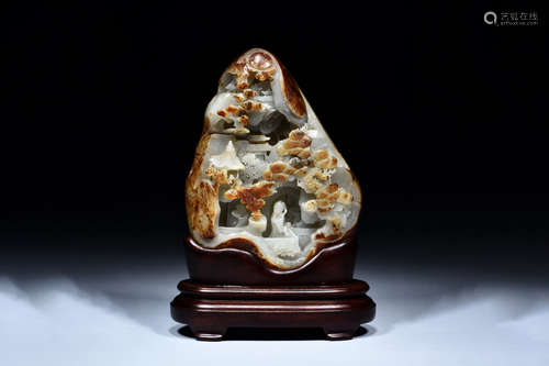 PIERCE CARVED JADE MOUNTAIN BOULDER, SHANZI