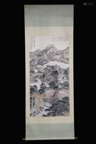 ZHANG DAQIAN: INK AND COLOR ON PAPER PAINTING 'LANDSCAPE SCENERY'