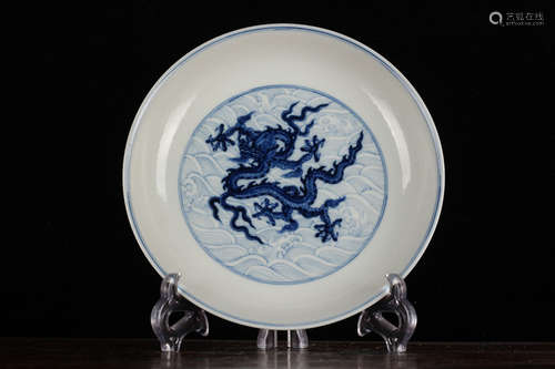 BLUE & WHITE DRAGONS PLATE