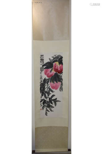 QI BAISHI: INK AND COLOR ON PAPER PAINTING 'PEACHES'