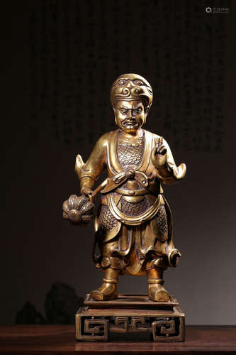 GILT BRONZE CAST 'SKANDA' STANDING FIGURE