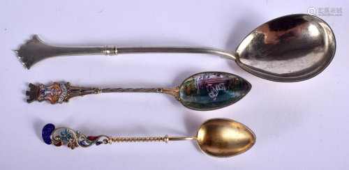A RUSSIAN SILVER SPOON and two others. 63 …