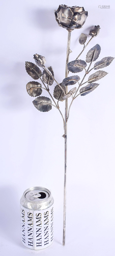 A VERY RARE VINTAGE CONTINENTAL SILVER ROSE of