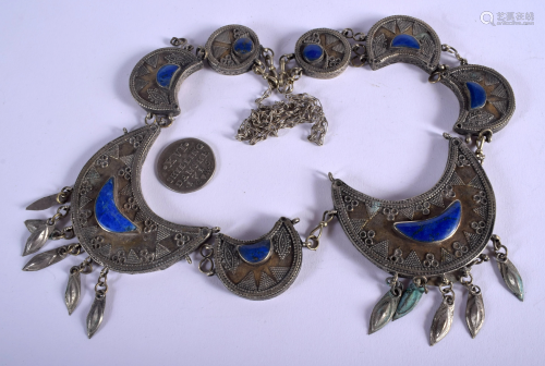 A MIDDLE EASTERN SILVER AND LAPIS LAZULI NE…