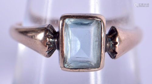 A GOLD AND AQUAMARINE RING. O/P. 2.…