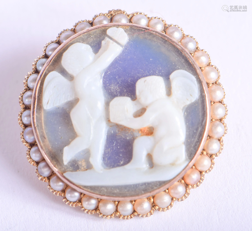 AN ANTIQUE GOLD MOUNTED CAMEO AND SEE…