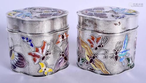 A LOVELY PAIR OF CHINESE SILVER AND ENAME…