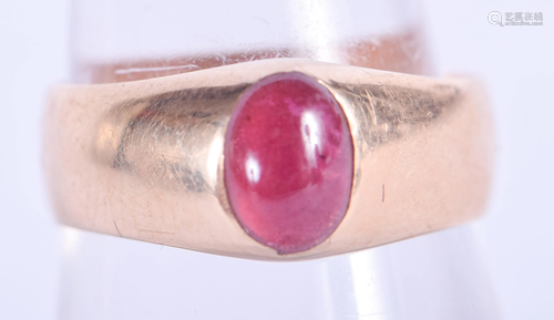 AN ANTIQUE GOLD AND RUBY RING. 4.2 grams.…