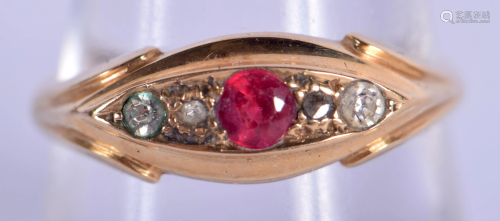 AN ANTIQUE 18CT GOLD AND RUBY RING. 2.2 …