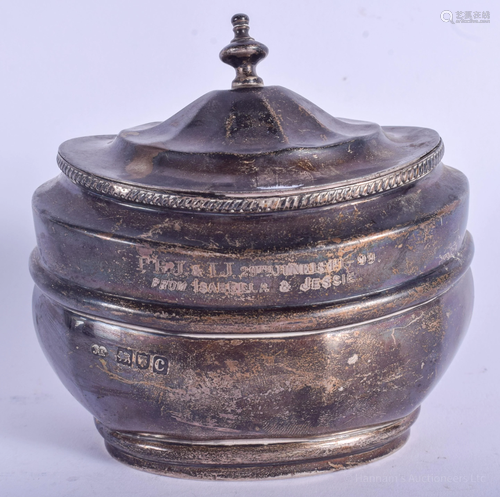 A GEORGE III STYLE SILVER TEA CADDY. 156 gram…