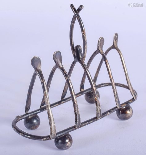 A VINTAGE SILVER WISHBONE TOAST RACK. 64…