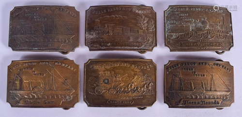 SIX VINTAGE TIFFANY & CO BRASS BELT BUCKLES. Lar…