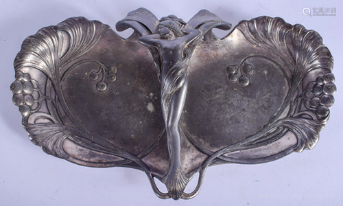 A STYLISH ART NOUVEAU PEWTER TRAY form…