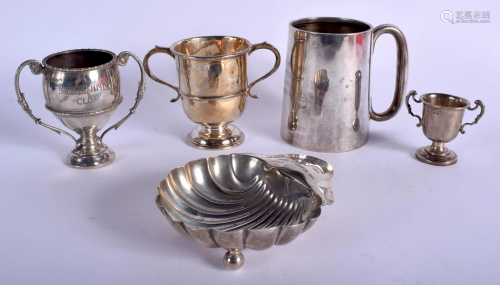 FIVE VINTAGE SILVER DOG TROPHIES including the …