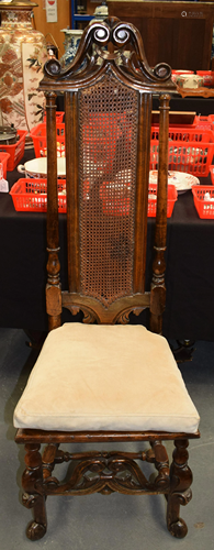 A 17TH/18TH CENTURY HIGH BACK WALNUT CHAIR …