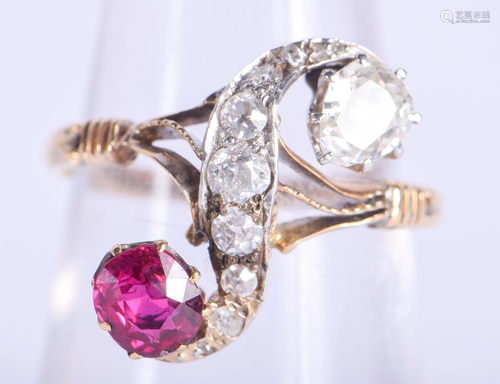 AN UNUSUAL GOLD DIAMOND AND RUBY TWIST …