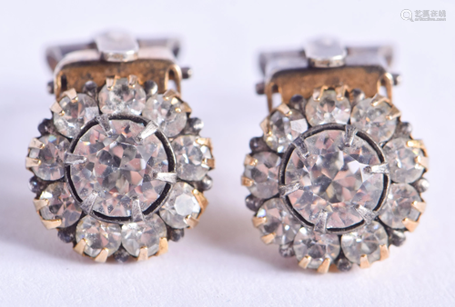 A PAIR OF ANTIQUE 9CT GOLD AND DIAMOND DAISY …