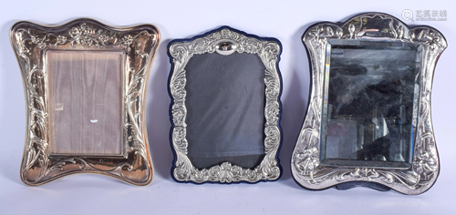 THREE LARGE SILVER PHOTOGRAPH FRAMES inc a …