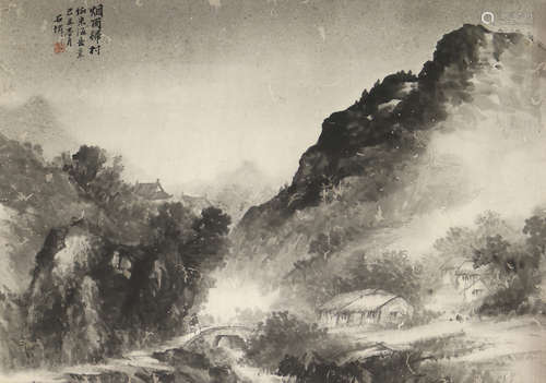 吳石仙 山水 鏡片